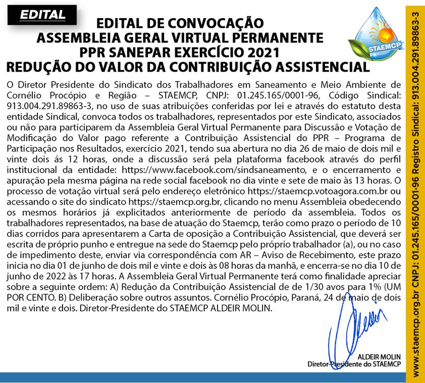 Edital Contribuição Staemcp